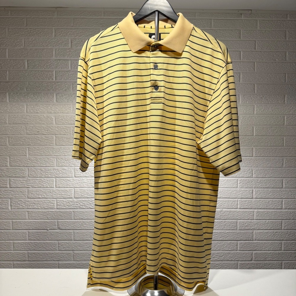 FootJoy Golf Polo‎ Shirt Mens Striped Athletic Activewear Yellow Black